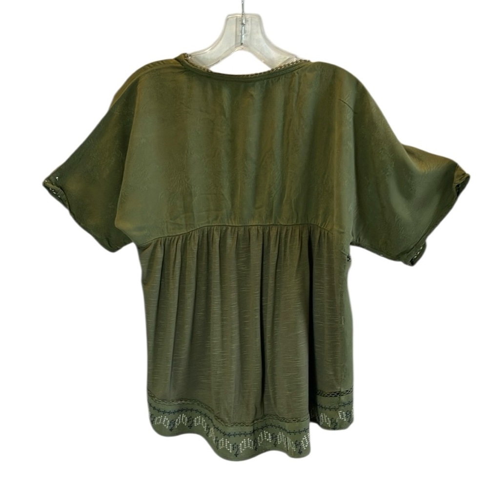 Knox Rose Embroidered boho Olive Green Women's Top - Picture 2 of 12